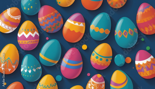 Illustration of vibrant easter eggs painted eggs easter celebrations