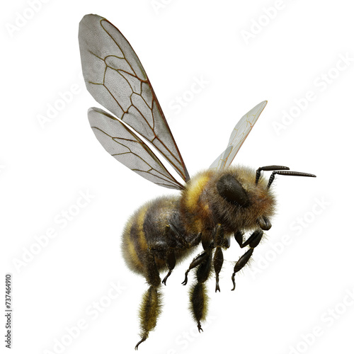 A 3d rendered flying bee isolated as an overlay 