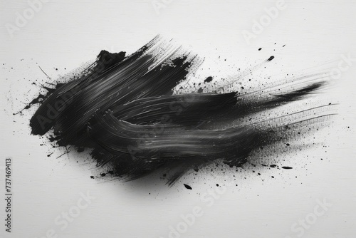 Black ink spot on white background