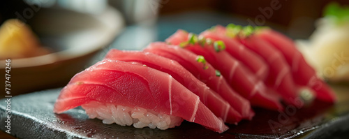 Japanese cuisine. high quality Japanese tuna fish shot with shallow depth of field. 