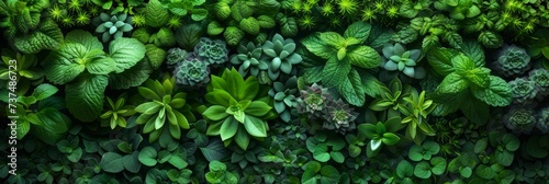 Lush Green Herb Wall Plant for Nature Background Generative AI