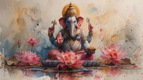 Ganesh the Elephant God A Painting of Hinduism's Most Beloved Deity Generative AI