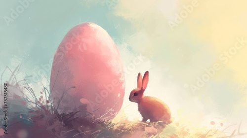 Cute Rabbit Silhouette Illustration Generative AI