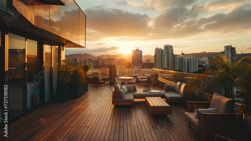 Serene rooftop terrace