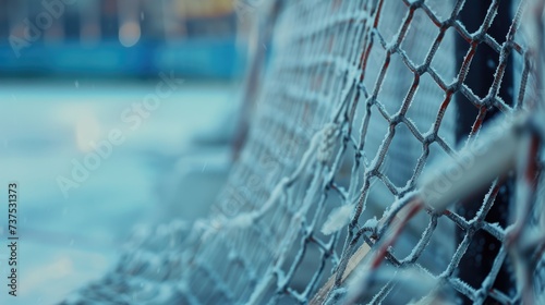 A detailed view of a chain link fence. This image can be used to depict security, boundaries, or enclosure.