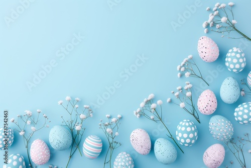 Happy Easter Eggs Basket elegant. Bunny in flower easter exuberant decoration Garden. Cute hare 3d textured designs easter rabbit spring illustration. Holy week hellebores card wallpaper carefree