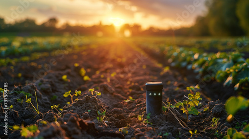 Soil moisture sensors actively measure water content in a precision agriculture setting, enhancing irrigation efficiency..