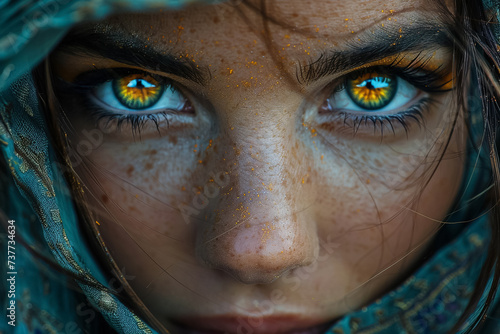 Immortal beings ancient gaze closeup on timeless eyes