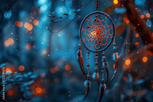 Dream catcher in a dream world ethereal background closeup