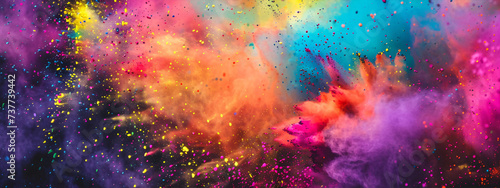 Splash of colors. Concept of Holi festival in India. 
