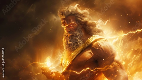 A glowing depiction of the Greek god Zeus in his majestic form