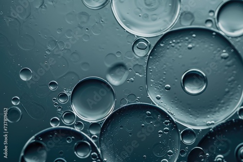 This photo showcases the detailed view of water bubbles formed on a reflective surface, Circles in varying sizes, duplicating the appearance of bubbles in water, AI Generated