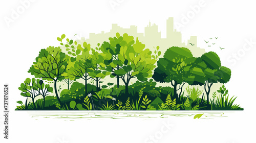 Abstract save the forests with tree and leaves representing conservation of woodland. simple Vector art