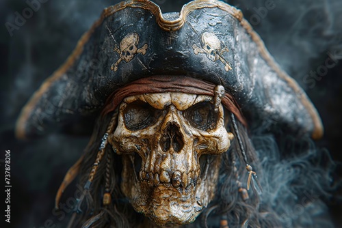 Pirate Skull A Scary Skeleton with a Pirate's Hat Generative AI