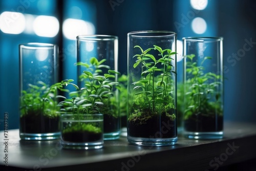 laboratory test tube biology science genetically modified plants sapling green plant in water structure