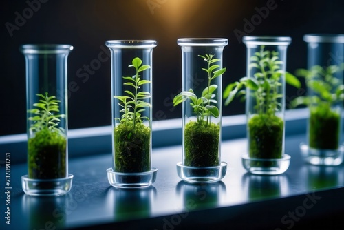 laboratory test tube biology science genetically modified plants sapling green plant in water structure