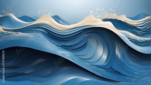 Smooth Water Waves Create Rhythmic Design, Smooth Blue Waves Form Rhythmic Patterns, Blue-Colored Waves Flow in Smooth, Rhythmic Motion, Smooth Blue Waves Design a Rhythmic Water Canvas, Rhythmic Wave