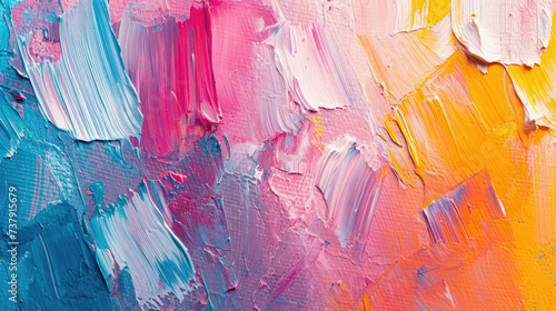 Painting close up of colorful abstract brushstrokes as background texture
