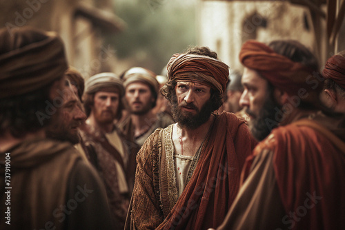 Jesus standing before Pilate