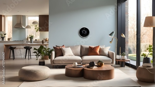 A chic and functional smart home thermostat in a contemporary living space