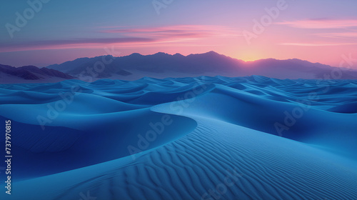 幻想的な青色の砂漠