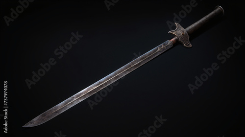 Photo of a knight's sword over a dark background.