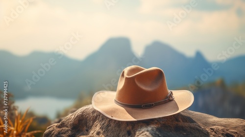 Hat Resting on Top of Rock