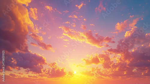 An enchanting image of a real majestic sunset sky background