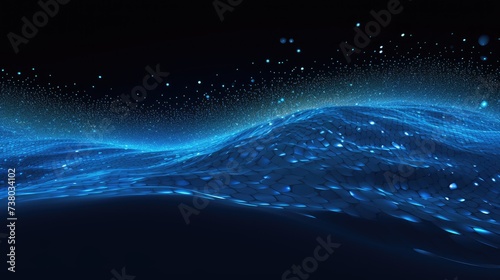 Dynamic Blue Neon Waves on Dark Background