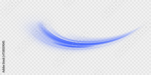 Blue stripes in the form of drill, turns and swirl. Undulate wave swirl swoosh, dynamic twisted lines. Transparent blue sparkling light line element.