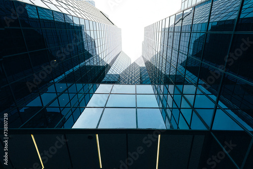 Canada, Montreal panoramic skyline in downtown financial, business and technology city center.