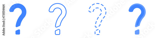 Question mark vector icon set. Blue question vector. The icon of incomprehension is a symbol of ignorance. Puzzle vector icon.