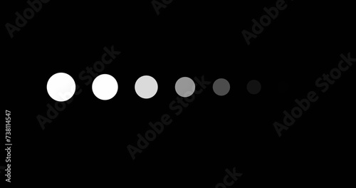 Largest to tiniest dots flowing loading button animation. White icon dots loading website button creative downloading uploading clip. Animated loader for UI, cartoons, sports tv channels. 2D FX.