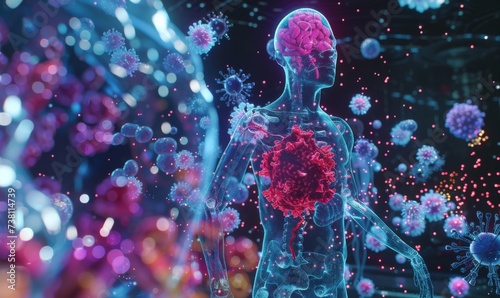 A vivid representation of immunotherapy, medical approach that leverages the body's immune system to fight diseases. Intersection of science and the body's innate healing power