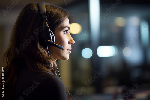Portrait of a 911 operator answering a call providing assistance in times of crisis Generative AI