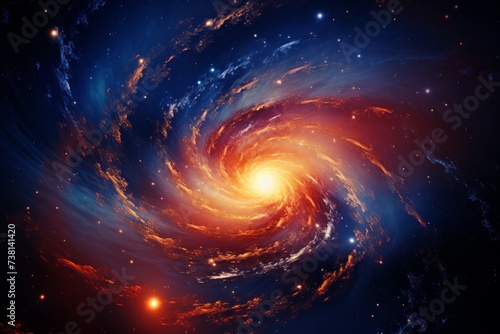 Amazing space spiral galaxy with bright center