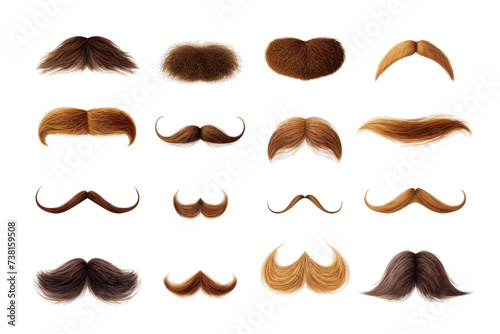 Assortment of Different Types of Mustaches. This photo showcases a variety of distinctive mustache styles, each highlighting a unique and diverse range of facial hair designs.