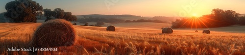 Beautiful landscape with hay bale