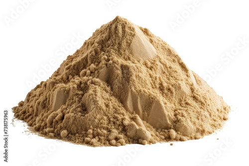 A Pile of Sand. A pile of sand, appearing in a heap, placed on a plain Transparent background.