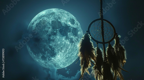 Dreamcatcher against a lunar backdrop safeguarding against the night