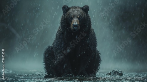 Storm Watch: Majestic Bear Sitting in the Rain