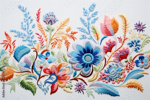 Embroidery floral pattern wallpaper