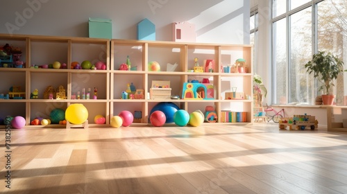 Childrens playroom with a wooden floor
