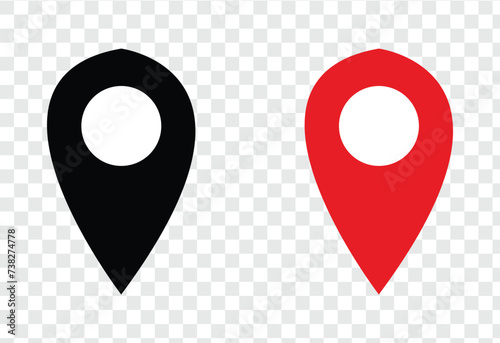 Location pin set. Map pin location icons Vector illustration black, red, blue orange colors. Vector illustration. Eps file 348.