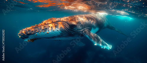 Whale Near the Surface in ocean or sea