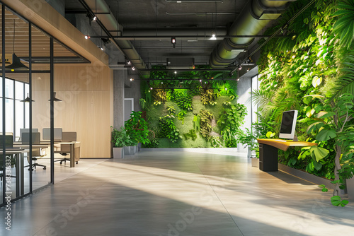 Modern office interior with vertical garden 