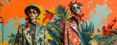 Botanical Chic Fashion Collage: High Fashion Integration with Untamed Natural Beauty