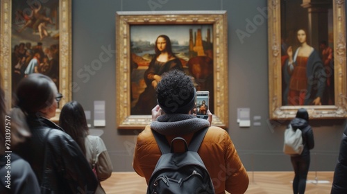 Interactive museum exhibit, historic artifact coming alive through ARm, point your phone at a painting in a museum, generative AI