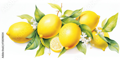 Fresh lemons or citroens in watercolor style