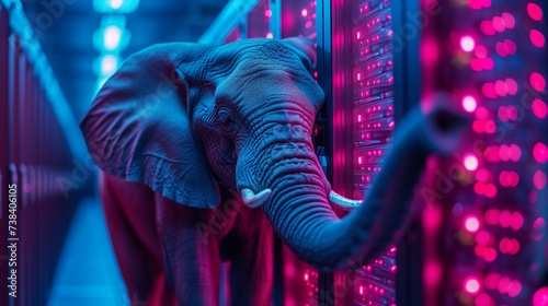The presence of an elephant in server room underscores the magnitude of digital processing